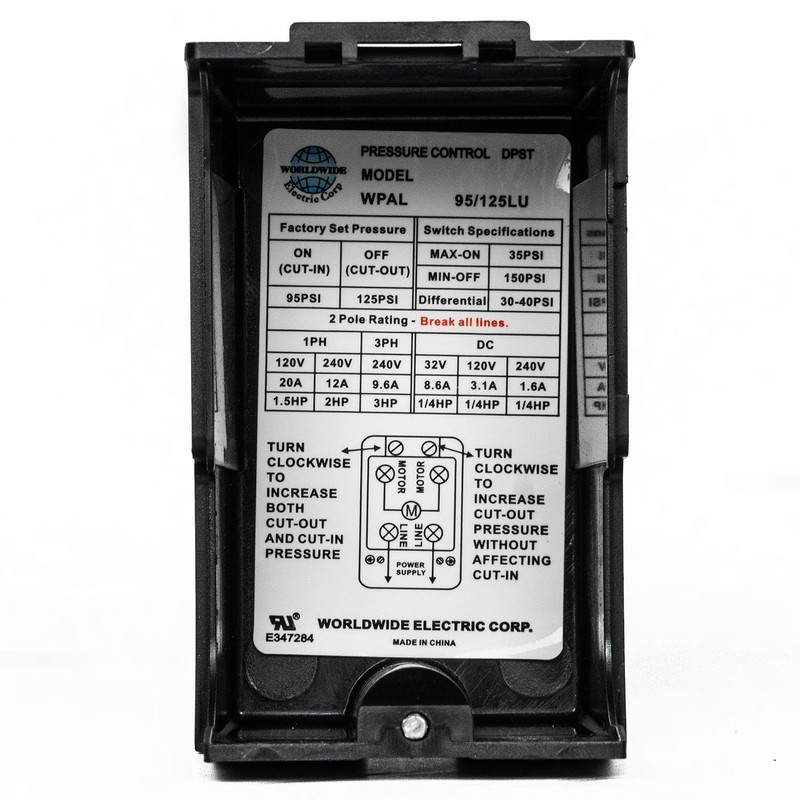 Worldwide Electric Corp Single Port 95-125 PSI Air Compressor Pressure