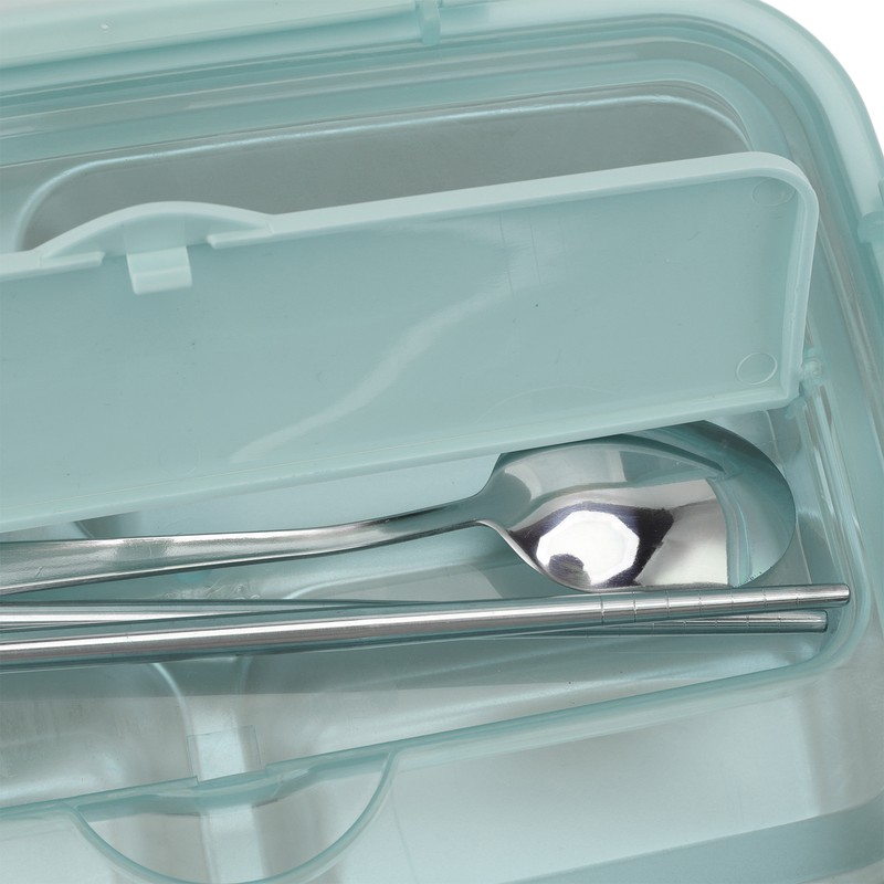 Lunch Box 3 Compartments 304 Stainless Steel Plastic Matching Spoon