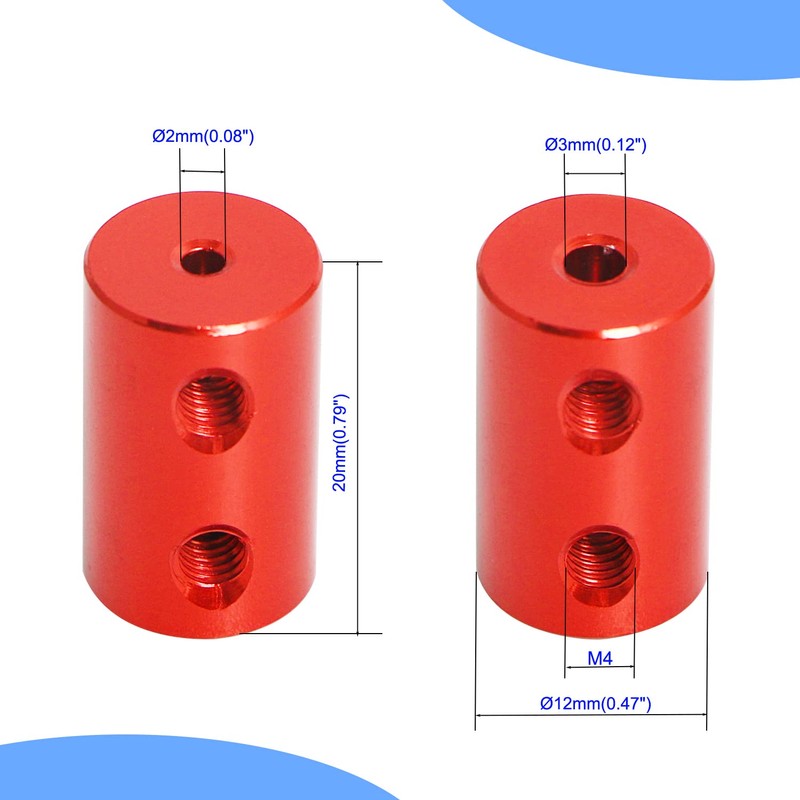 Aopin 2mm to 3mm Red Rigid Couplings Set Shaft Stepper