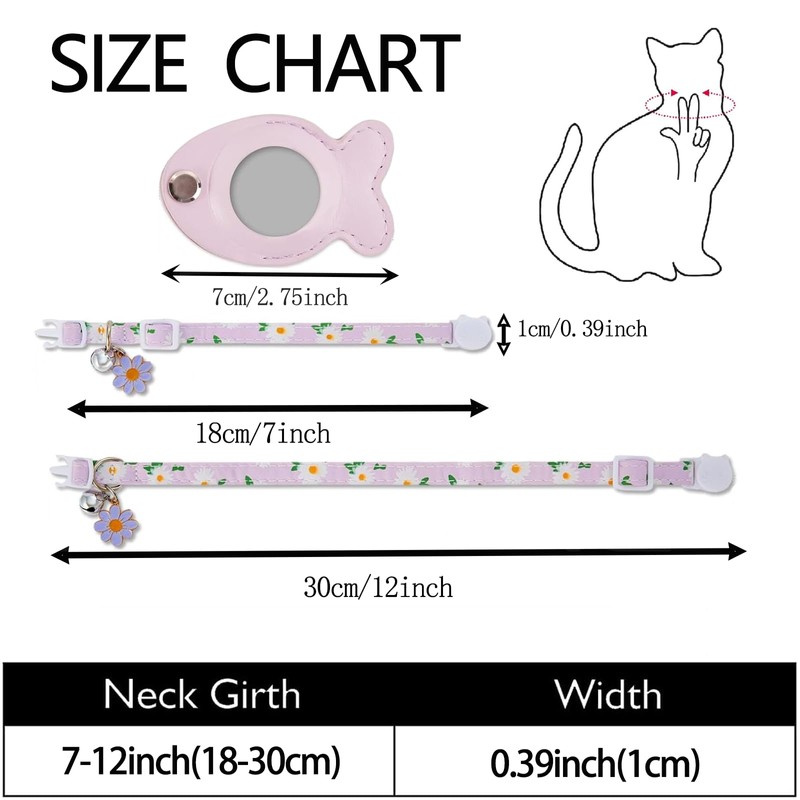 Breakaway Cat Collar, 8-12 in Adjustable Buckle Kitten Collars with