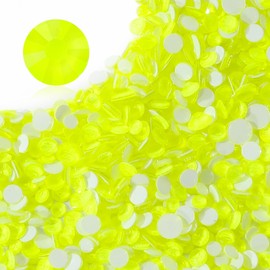 Meibite Neon Yellow Flatback Rhinestones, Glass Rhinestones for Nail Art and Craft, Glue Fix, Loose Crystal Gemstones(Neon Yellow, SS10, 1440pcs, 2.7-2.8mm)