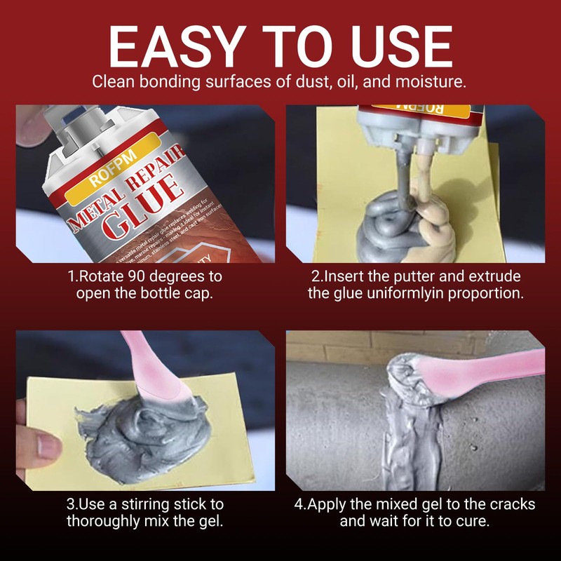 ROFPM Metal Glue Heavy Duty Weld, 1.69 floz Epoxy Glue