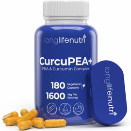 CurcuPEA+ (Palmitoylethanolamide + Turmeric Complex 600mg/1000mg) – Derived from Curcumin Longa, 180 Vegetarian Capsules, Natural Antioxidant, 3-Month Supply, GMP Certified, Vegan, Made in USA