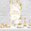 Happy Anniversary Backdrop Banner White Gold Elegant Door Cover Photography