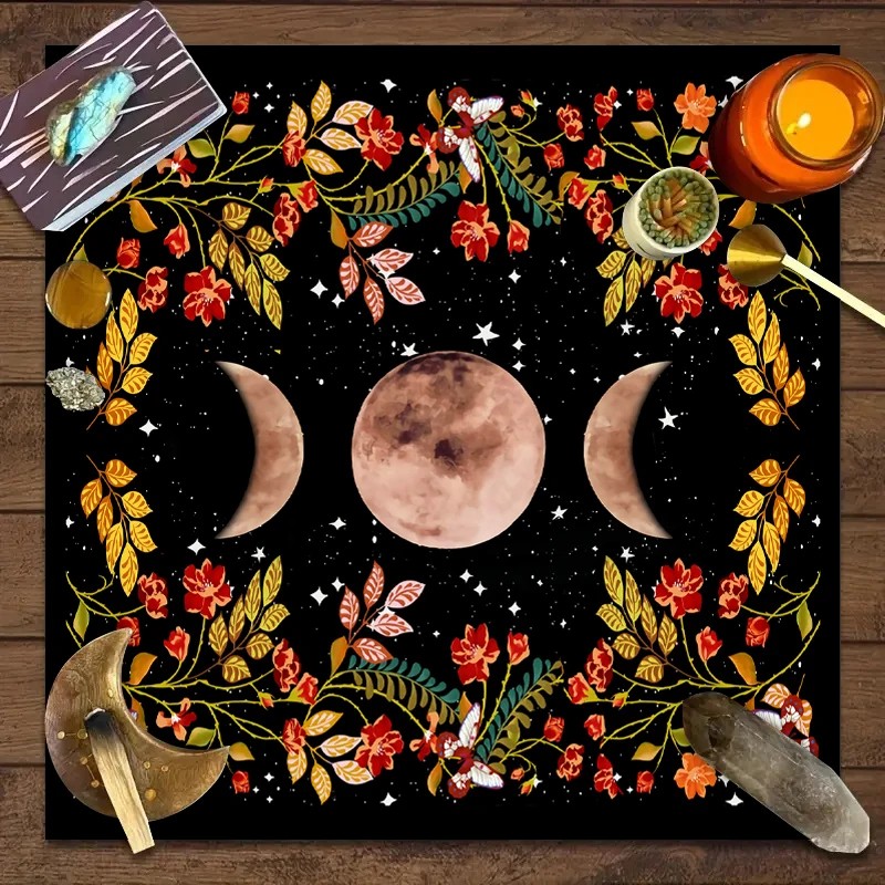 Moonflower Tarot Card Table Cloth for Readings – Decorative Altar