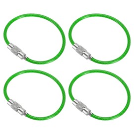 [PATIKIL] 4PCS 110mm Wire Length Keychain Cable Stainless Steel Key Chain Loop for Outdoor Hiking Sports Green