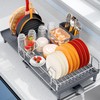 NTD Expandable Dish Drying Rack for Kitchen Counter, 16.7"-26.8", Gray