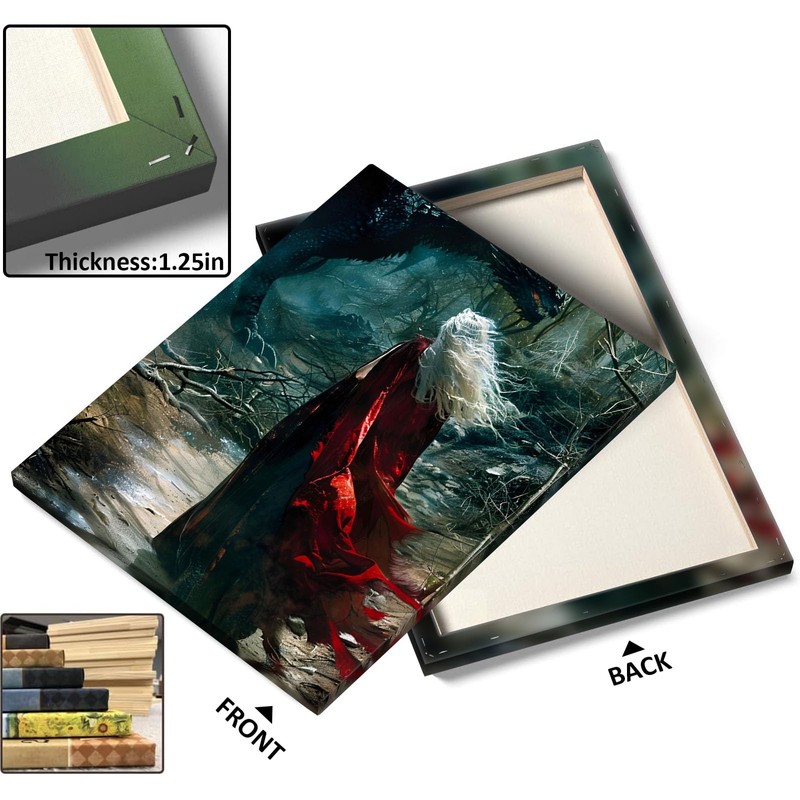 Dragon-Slaying Warrior canvas wall art decor - Back View of