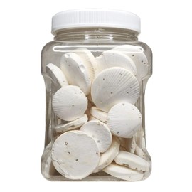 Aquatic Foods Inc. Calcium Enriched Sinking Feeder Disks for Shrimp, Snails, Crabs, Crayfish, Hermit Crabs, Plecos, Catfish, All Tropical Fish. 25 Small & 25 Medium Discs Small Jar