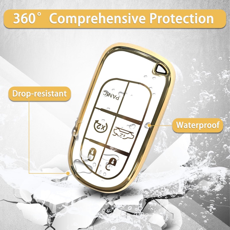 TPU Key Fob Cover Compatible with Jeep Grand Cherokee/Dodge Charger/Challenger/RAM