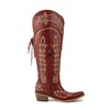Atuelang Red Cowboy Boots for Women Knee High Wide Calf