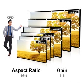 70-inch Portable HD Projector Screen 16:9 Projection Screen Foldable Thick Durable for Outdoor Home Theater