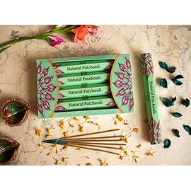 Raajsee Incense Sticks 15 Sticks x 5 Pack -100% Pure Organic Natural Patchouli Inscent Sticks- Hand Rolled Free from Chemicals -Perfect for Church Aromatherapy, Meditation