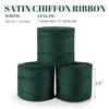 Keypan Dark Green Satin Ribbon, Silk Chiffon Frayed Fabric Ribbons