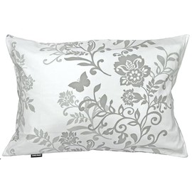 CAMEL PALMS Made in Japan 100% Cotton Pillow Cover Pillow Case Zipper Closure 35x50cm Silhouette Flower White