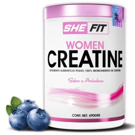She Fit Women Creatine | Creatina Para Mujer | Sin Azúcar | Sabor Arandano | 90 Servicios | Alta Pureza | 490grs