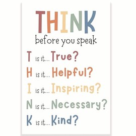 Printlabz Think Before You Speak Classroom Poster - Positive Inspiring Motivational - 12 x 18 Inch - Classroom Decor