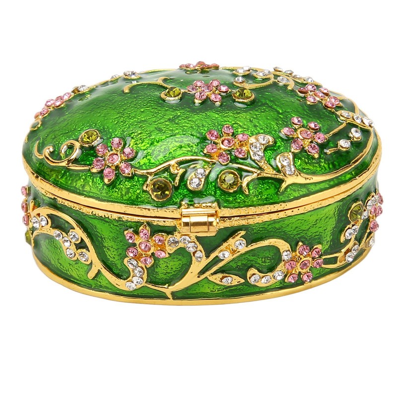 Hand Painted Flower Trinket Box Classic Realistic Detail Hinged Jewelry