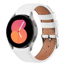 Amzpas Bracelet for Garmin Vivoactive 5/3 Bracelet Women Men, 20 mm Leather Sport Replacement Strap for Garmin Vivomove 3/HR/Luxe/Style/Forerunner 245/645/55 (White)