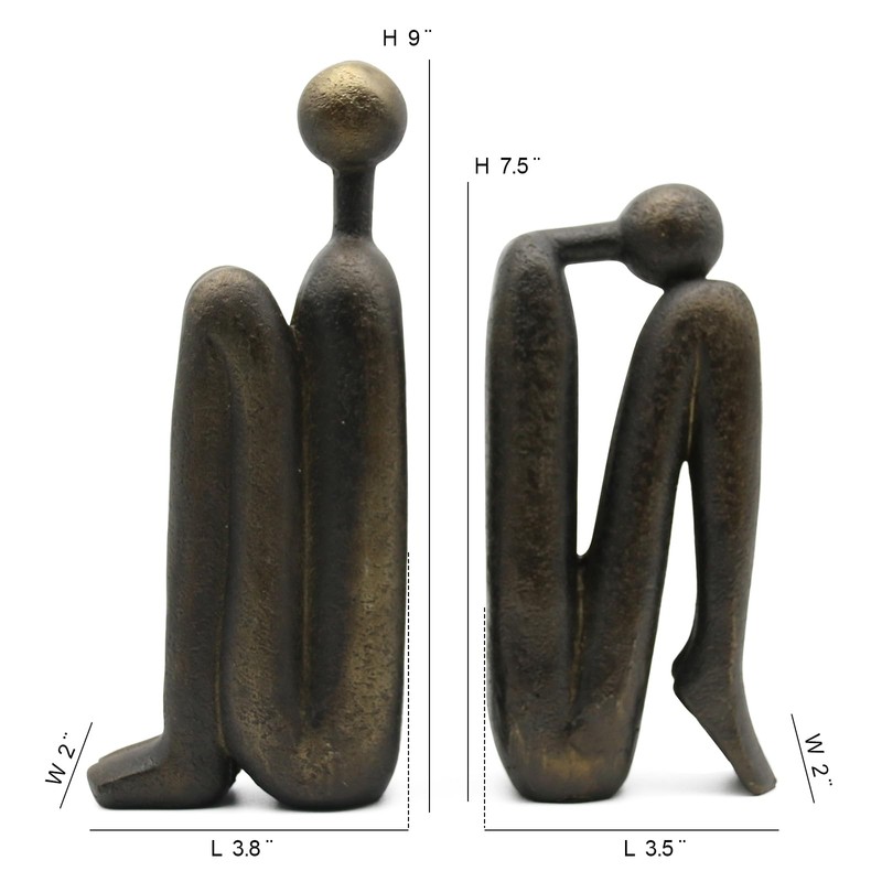 Lukitas Thinker Decorative Bookends, Non-Slip Book Holder, Book Ends for