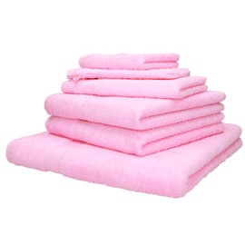 Betz Palermo Towel Set, 100% Cotton, 1 Bath Towel, 2 Hand Towels, 1 Guest Towel, 1 Wash Mitt, 1 Washcloth, Set of 6, Pink