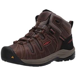 KEEN Utility Men's Flint 2 Mid Soft Toe Non Slip Work Shoe, Cascade Brown/Burnt Ochre, 12 Medium US