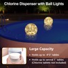 FineBud Pool Chlorine Floater with Solar Ball Lights, Floating Pool