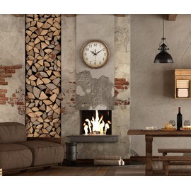 Bernhard Products Vintage Brown Wall Clock Silent Non Ticking 16 Inch Extra Large Quality Quartz Battery Operated Round Decorative Easy to Read for Home Kitchen Living/Dining Room Bedroom Office