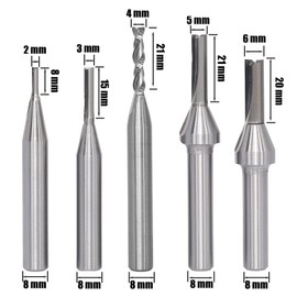 AKYLIN Groove Cutter 8 mm Shank 5 Pieces, Groove Cutter Set 2/3/4/5/6 mm, Milling Cutter for Router, Groove Chisel Bits, Wood Cutter, Cutter Bits for Woodworking