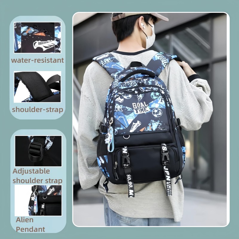 VIDOSCLA Graffiti Rolling Backpack Kids Schoolbag with Wheels Trolly BookBag