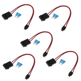 ZOOKOTO 5pcs 32V Low Profile Mini Fuse Adapter Tap Fuse Kit with 5 Pcs 15A Blade Style Fuses for Car Boat Truck RV SUV