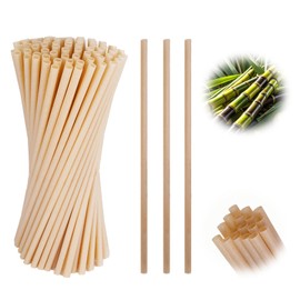 400pcs Sugarcane Straws, 5 Inch Compostable Biodegradable Straws Disposable for Hot Cold Drinks, Coffee, Cocktail, Juice Home Favor, The Beach Party, Natural Brown,Plastic Free Sturdy