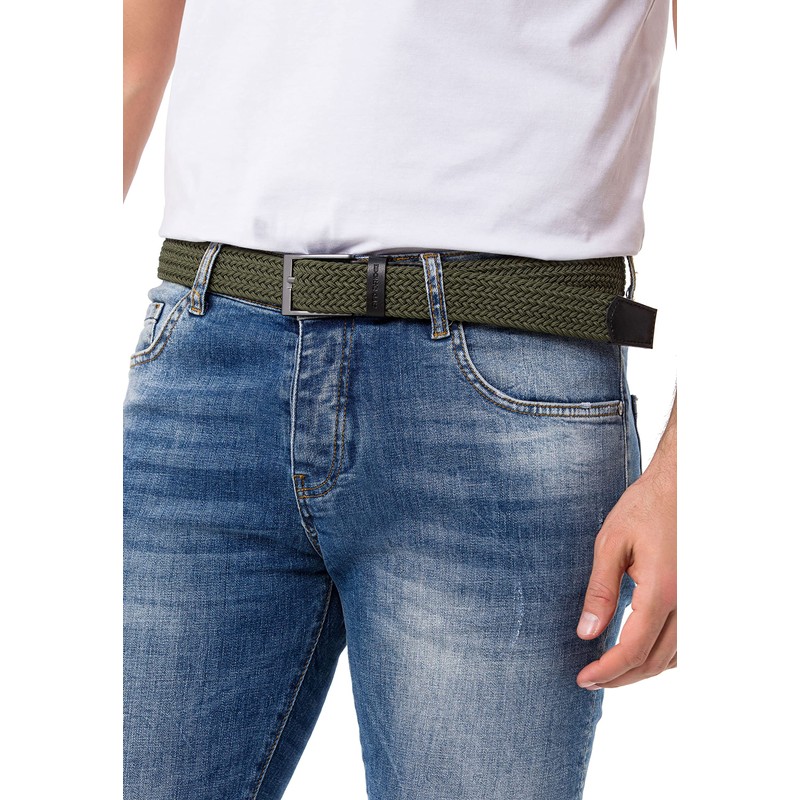 Redbridge Braided Belt Elastic Flexible Adjustable Unisex Stretch Belt, khaki