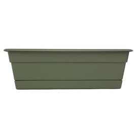 Bloem Dura Cotta Window Box Planter: 18" - Living Green - with Tray, Weatherproof Resin Box, Removable Tray for Indoor & Outdoor Use, Gardening, 2 Gallon Capacity