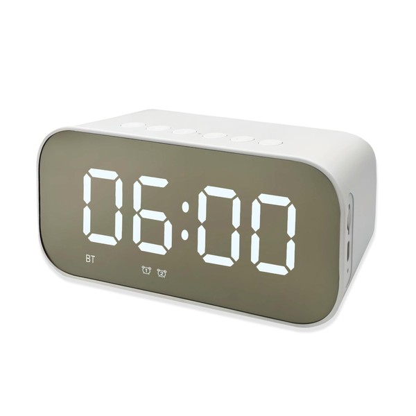 URMORE White Bluetooth Speaker Music Playback Compact Multifunction LED Display