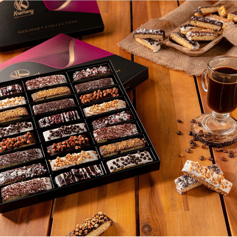 Kremery - Chocolate Covered Biscotti Cookies Gift Basket (24 Count)
