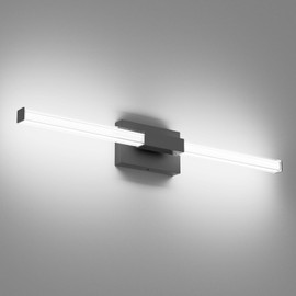 Ralbay 32inch Black Vanity Light for Bathroom Lighting Bar 28W Modern LED Vanity Lights Matte Black Bathroom Wall Mounted Light Fixtures Over Mirror(5500K White Light)