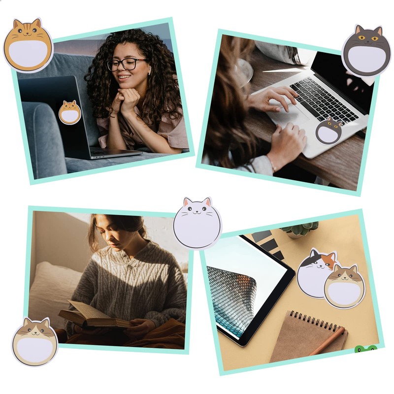 Cobee Cute Cat Sticky Notes, 5 Pack Kawaii Animal Self-Stick