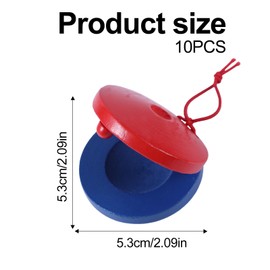 10pcs Wooden Castanets, 2.17in Wooden Finger Castanets Hand Clapper Finger Percussion Rhythm Instrument for Musical Education Fun (Blue and Red)