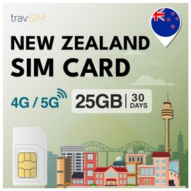 travSIM SIM Card for New Zealand | 30 Days - 25GB Data SIM | 5G/4G High Speed Data | Unlimited Internet Access for Google, Facebook, Whatsapp, Instagram and More