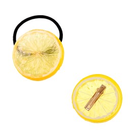2 Stücke Orangenscheiben Elastische Haargummi,Mädchen Süß Orangenscheiben Haarklammern,Damen Orange Scheiben Haargummi Set,Süß Orange Obst Haar Accessoires für Fasching Karneval Party