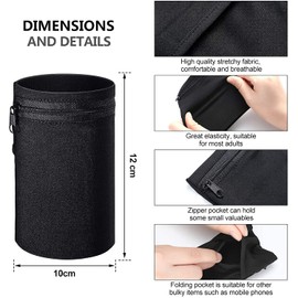 SAIPOM 4 PCS Sport Wrist Pocket Pouch Zipper Wristband Sweatband Wrist Wallet Running Gym Bag Wallet Cell Phone Holder Wrist Support Wrist Bag Sweatband for Cycling Fitness Keys ID Cards Money Storage