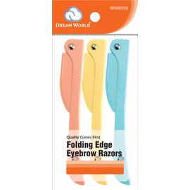 Brittny Dream World Folding Edge Eyebrow Razors 3 Colors per Pack (3 Packs)