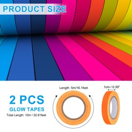 PATIKIL Glow in The Dark Gaffers Tape, 0.4 Inch x 32.8 Feet Colored Cotton Glow Tape Markers Fluorescent Glow in The Dark Tape Stickers for Party Decorations, Orange
