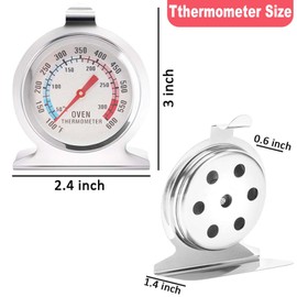 Stainless Steel Dial Easy to Read Oven Thermometer for Fan Oven and Gas Ovens - Dial Oven Temperature Gauge In Oven Proof Thermometer ((silver color))