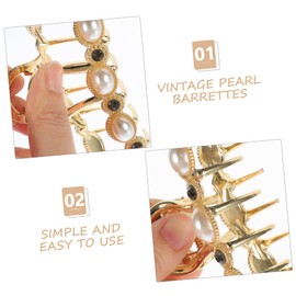 WOONEKY 3pcs Hair Clips Vintage Rhinestone Hair Jaw Clamp for Women Non- Hold for for Makeup Showers and Special Occasions