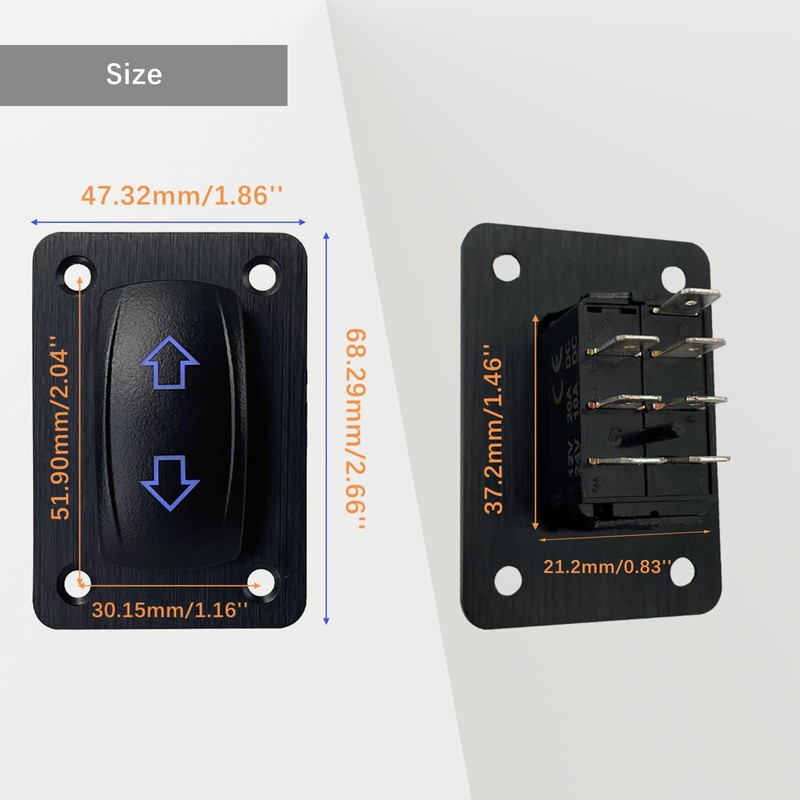 12V DC Motor Polarity Reversing Switch DPDT Momentary Rocker Switch