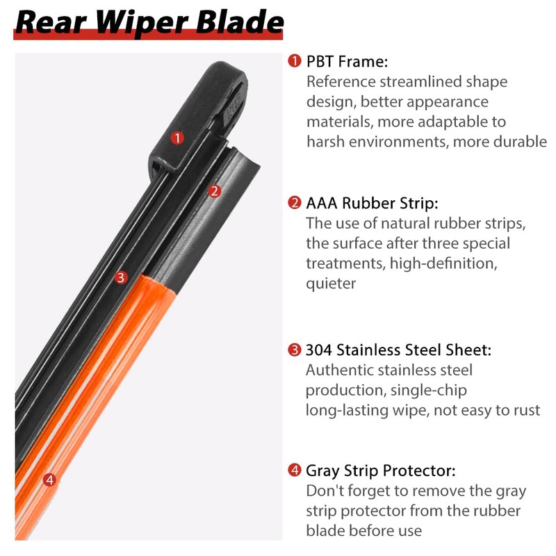 OTUAYAUTO Rear Wiper Arm and Blade Set - Replacement for