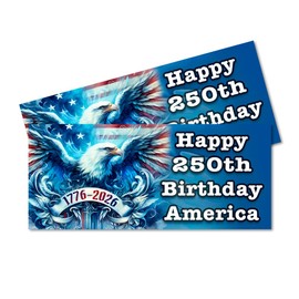 Happy 250th Birthday America - USA 2 Pack Removable Car Decals/Bumper Stickers 9 x 4 inch