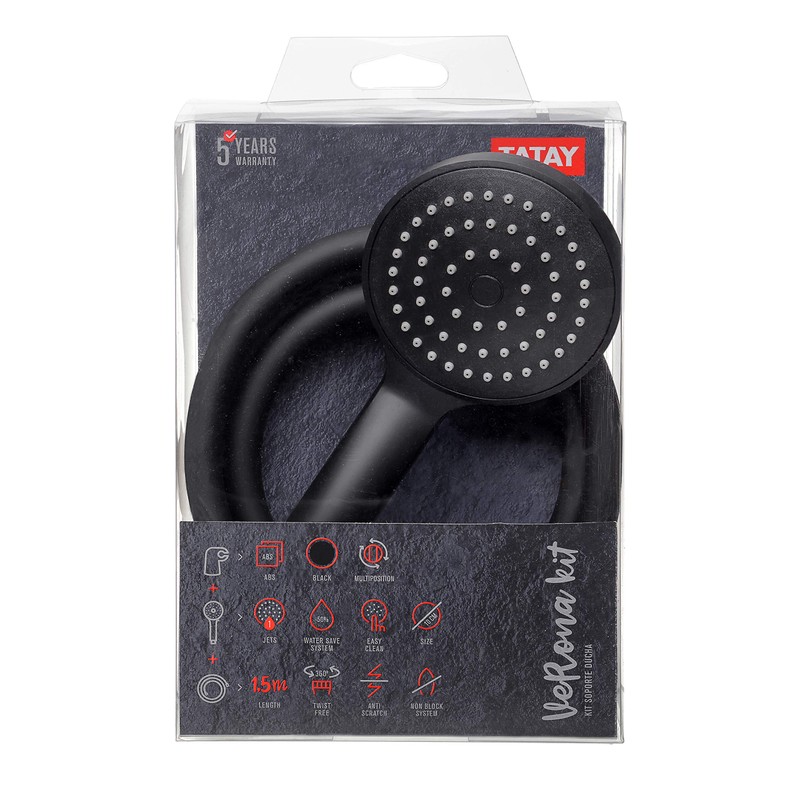 TATAY 1-function black ABS shower holder kit, including multi-position holder,